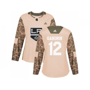 Women Adidas Los Angeles Kings #12 Marian Gaborik Camo Authentic 2017 Veterans Day Stitched NHL Jersey