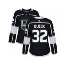 Women Adidas Los Angeles Kings #32 Jonathan Quick Black Home Authentic Stitched NHL Jersey