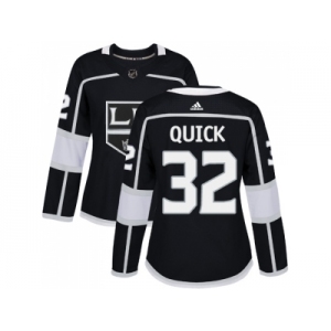 Women Adidas Los Angeles Kings #32 Jonathan Quick Black Home Authentic Stitched NHL Jersey