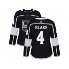 Women Adidas Los Angeles Kings #4 Rob Blake Black Home Authentic Stitched NHL Jersey