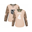 Women Adidas Los Angeles Kings #4 Rob Blake Camo Authentic 2017 Veterans Day Stitched NHL Jersey