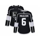 Women Adidas Los Angeles Kings #6 Jake Muzzin Black Home Authentic Stitched NHL Jersey