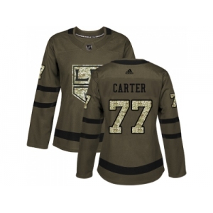 Women Adidas Los Angeles Kings #77 Jeff Carter Green Salute to Service Stitched NHL Jersey