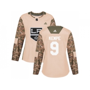 Women Adidas Los Angeles Kings #9 Adrian Kempe Camo Authentic 2017 Veterans Day Stitched NHL Jersey