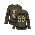 Women Adidas Los Angeles Kings #99 Wayne Gretzky Green Salute to Service Stitched NHL Jersey