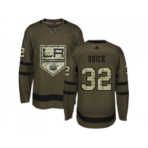 Youth Adidas Los Angeles Kings #32 Jonathan Quick Green Salute to Service Stitched NHL Jersey