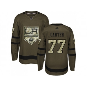 Youth Adidas Los Angeles Kings #77 Jeff Carter Green Salute to Service Stitched NHL Jersey