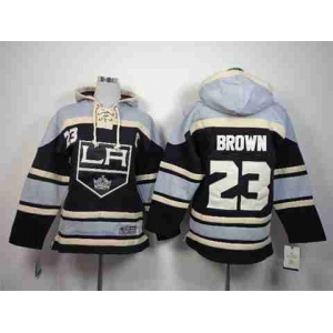 youth nhl jerseys los angeles kings #23 brown black-grey[pullover hooded sweatshirt][patch C]