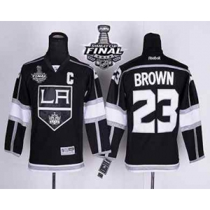 youth nhl jerseys los angeles kings #23 brown black-white[2014 stanley cup][patch C]