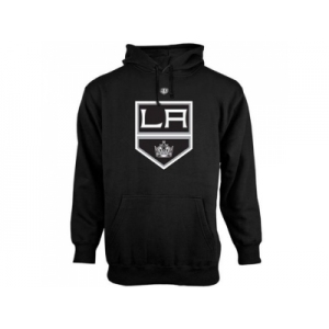 Los Angeles Kings Old Time Hockey Black Big Logo with Crest Pullover Hoodie