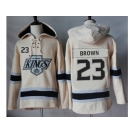 Men's Los Angeles Kings #23 Dustin Brown Cream Sawyer Hooded Sweatshirt Stitched NHL Jersey