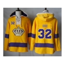 Men's Los Angeles Kings #32 Jonathan Quick Gold Sawyer Hooded Sweatshirt Stitched NHL Jersey