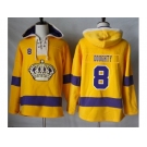 Men's Los Angeles Kings #8 Drew Doughty Gold Sawyer Hooded Sweatshirt Stitched NHL Jersey