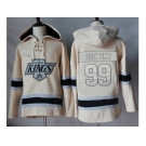 Men's Los Angeles Kings #99 Wayne Gretzky Cream Sawyer Hooded Sweatshirt Stitched NHL Jersey