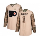 Adidas Philadelphia Flyers #1 Bernie Parent Authentic Camo Veterans Day Practice NHL Jersey