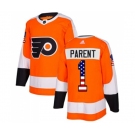 Adidas Philadelphia Flyers #1 Bernie Parent Authentic Orange USA Flag Fashion NHL Jersey