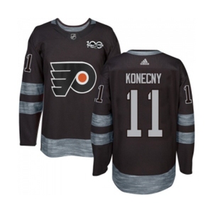 Adidas Philadelphia Flyers #11 Travis Konecny Authentic Black 1917-2017 100th Anniversary NHL Jersey