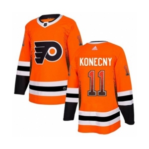 Adidas Philadelphia Flyers #11 Travis Konecny Authentic Orange Drift Fashion NHL Jersey