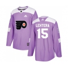 Adidas Philadelphia Flyers #15 Jori Lehtera Authentic Purple Fights Cancer Practice NHL Jersey