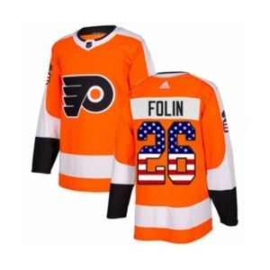 Adidas Philadelphia Flyers #26 Christian Folin Authentic Orange USA Flag Fashion NHL Jersey