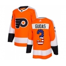 Adidas Philadelphia Flyers #3 Radko Gudas Authentic Orange USA Flag Fashion NHL Jersey