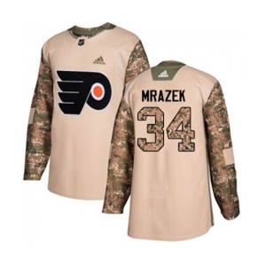 Adidas Philadelphia Flyers #34 Petr Mrazek Authentic Camo Veterans Day Practice NHL Jersey