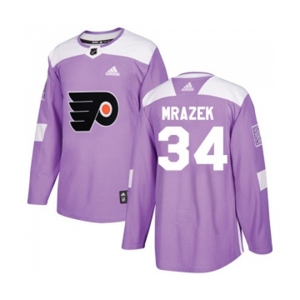 Adidas Philadelphia Flyers #34 Petr Mrazek Authentic Purple Fights Cancer Practice NHL Jersey