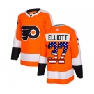 Adidas Philadelphia Flyers #37 Brian Elliott Authentic Orange USA Flag Fashion NHL Jersey