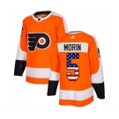 Adidas Philadelphia Flyers #5 Samuel Morin Authentic Orange USA Flag Fashion NHL Jersey