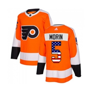 Adidas Philadelphia Flyers #5 Samuel Morin Authentic Orange USA Flag Fashion NHL Jersey