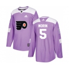 Adidas Philadelphia Flyers #5 Samuel Morin Authentic Purple Fights Cancer Practice NHL Jersey