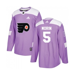 Adidas Philadelphia Flyers #5 Samuel Morin Authentic Purple Fights Cancer Practice NHL Jersey