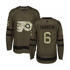 Adidas Philadelphia Flyers #6 Travis Sanheim Authentic Green Salute to Service NHL Jersey