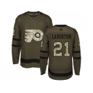 Men Adidas Philadelphia Flyers #21 Scott Laughton Green Salute to Service Stitched NHL Jersey