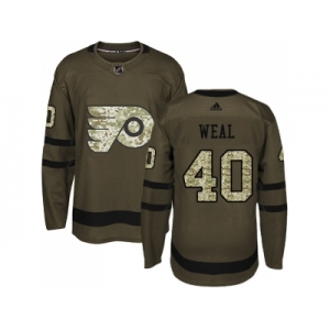 Men Adidas Philadelphia Flyers #40 Jordan Weal Green Salute to Service Stitched NHL Jersey