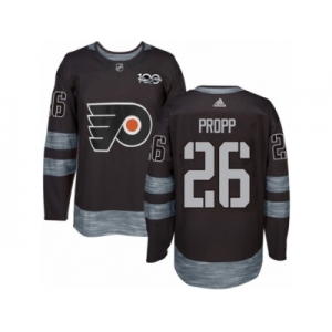 Men's Adidas Philadelphia Flyers #26 Brian Propp Authentic Black 1917-2017 100th Anniversary NHL Jersey