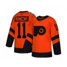 Men's Flyers #11 Travis Konecny Orange 2019 Stadium Series Stitched Hockey Jersey