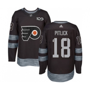 Men's Flyers #18 Tyler Pitlick Black 1917-2017 100th Anniversary Stitched Hockey Jersey