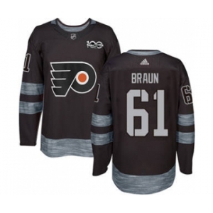 Men's Flyers #61 Justin Braun Black 1917-2017 100th Anniversary Stitched Hockey Jersey