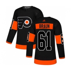 Men's Flyers #61 Justin Braun Black Alternate Authentic Stitched Hockey Jersey