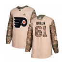 Men's Flyers #61 Justin Braun Camo Authentic 2017 Veterans Day Stitched Hockey Jersey