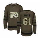 Men's Flyers #61 Justin Braun Green Salute to Service Stitched Hockey Jersey