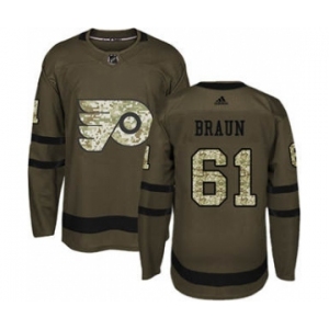 Men's Flyers #61 Justin Braun Green Salute to Service Stitched Hockey Jersey