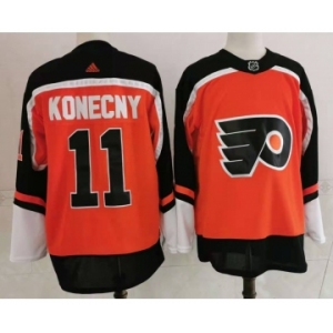 Men's Philadelphia Flyers #11 Travis Konecny Orange Adidas 2020-21 Stitched NHL Jersey