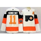 Men's Philadelphia Flyers #11 Travis Konecny White 2024-25 With A Patch Stitched Jersey
