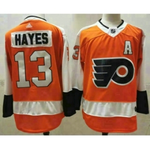 Men's Philadelphia Flyers #13 Kevin Hayes Orange White Stitched NHL Jersey