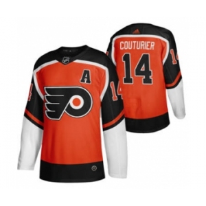 Men's Philadelphia Flyers #14 Sean Couturier Orange 2020-21 Reverse Retro Alternate Hockey Jersey