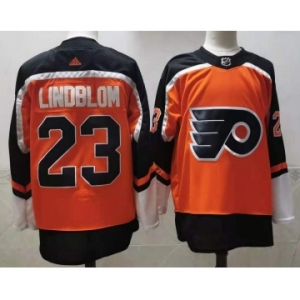 Men's Philadelphia Flyers #23 Oskar Lindblom Orange Adidas 2020-21 Stitched NHL Jersey