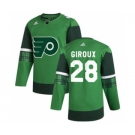 Men's Philadelphia Flyers #28 Claude Giroux 2020 St. Patrick's Day Stitched Hockey Jersey Green