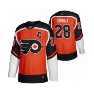 Men's Philadelphia Flyers #28 Claude Giroux Orange 2020-21 Reverse Retro Alternate Hockey Jersey